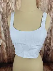 Aerie Cropped Woven Corset Tank Top Pastel Blue Size XL