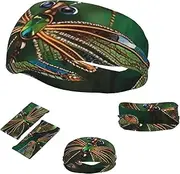 FJWSLCH Jewel dragonfly Headbands for Women Men Non Slip Workout Sweatbands Adjustable Sports Hair Bands Elastic Head Bands Moisture Wicking Hairband for Running, Cycling, Yoga, Spa