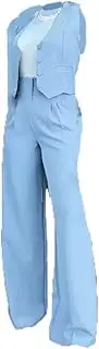 [nichangyuyi] European and American New Fashionable Suiting Vest Wide Leg Pants Casual Suiting, Light Blue, XX-Large