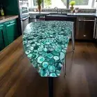 Green agate live edge modern kitchen dining table op, agate stone center table