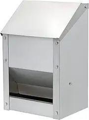 MUALROUS 4.5kg Stainless Steel Chicken Feeders No Waste Automatic Poultry Feeder with Lid Weatherproof Wall Mount Poultry Feeder Trough Chicken Coop Feeder