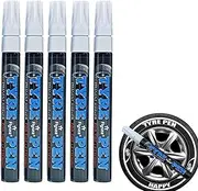 Tyre Marker Paint | 5 Pack Acrylic White Permanent Marker - Chalk Marker Pens for, Car Scratch, 5