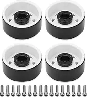 Rc Remote Control Car Wheel Hub,4 Pcs Triangular Hole Type Rc Car Wheel Hubs 1.9in Iron Rc Crawler Wheel Rims Hub Replacement Compatible for Axial(White)