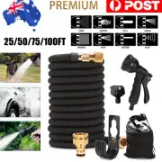 Expandable Flexible Garden Water Hose Spray Nozzle Gun 25/50/75/100 ft