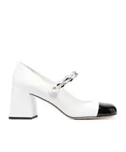 chain-strap 72mm leather pumps 37.5 White/Black