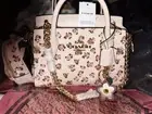 COACH Andrea Carryall and Backpack bag Charm In Floral And Blush Pink. NWT!