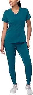 [Adar Uniforms] Adar Pro Modern Athletic Scrub Set for Women - Modern V-Neck Scrub Top & Yoga Jogger Scrub Pants - P9500 - Caribbean Blue - S