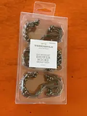 THRESHOLD Rust-Resistant SHOWER HOOKS ~ Bronze Finish ~ 12 Count ~ Brand NEW