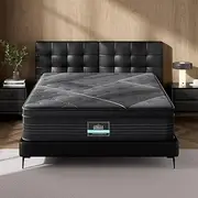 [Giselle Bedding] Double Size Mattress,Bed Mattresses Innerspring Foam 35cm Thickness with 5-Zone Pocket Spring System and Breathable Euro Top, 5Yrs Warranty, Medium Firm, Black with Vacuum Packed