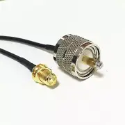 UHF PL259 male to SMA female bulkhead RF adapter coax cable RG174 20cm 8" NEW G