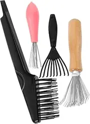 COOLHIYA 4Pcs Hair Removal Brush Tool Scalp Cleaning Comb and Hair Brush Cleaner for Removal From Brushes and Combs for Home and Salon Use
