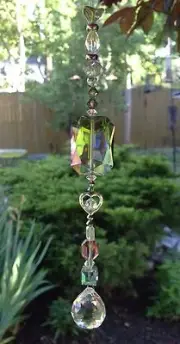 Handmade Healing Hematite Green Crystal Swarovski Element Suncatcher/Prism USA