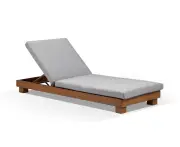 Outdoor Santorini Sun Lounge In Teak Look Aluminium - Outdoor Sun Lounges - Teak look Olefin Grey