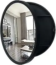 Wooden Bathroom Storage Wall Cabinets, Bathroom Mirror Wall Mount with 3 Tier Shelf - Round Mirrored Medicine Cabinet Storage Shelves