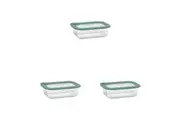 3PK Ecology Store Rectangle Clear Glass Food Storage Container 640ml Eucalyptus