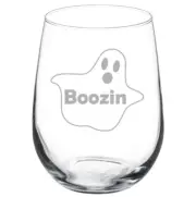 Boozin Ghost Funny Halloween Stemmed / Stemless Wine Glass