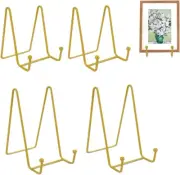 4 Pack Gold Metal Display Stand, Decorative Plate Stand Holder, Premium Frame...