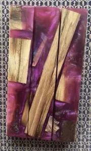 3 Pen Blanks Vacuum Stabilized Green Spalted Elm Alumilite Violet Coffee