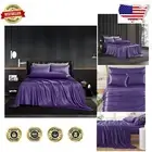 Cooling King Size Satin Sheets Set - Deep Pocket Purple Luxury Bedding