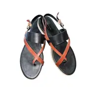 Cole Haan Black Brown Leather Mandy Thong Sandal