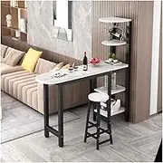 Exquisite Modern 2 Piece Bar Table and Chairs Set with Wide Rock Countertop and 4 Storage Ideal for Small Space Dining Room Black (140x40x160cm)