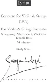 Lloyd: Concerto for Violin & Strings Study Score [New ]