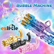 2-in-1 Bubble Machine Soap Water Blower Kids Summer Toys Automatic Gatling Gun