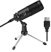 Metal USB Condenser Recording Microphone For Laptop Windows Cardioid Studio Recording Vocals Voice OverYouTubeK669 - black