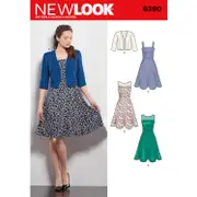 New Look Sewing Pattern 6390 N6390 Misses' Dresses With Full Skirt & Bolero