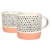 Nicola Spring Dipped Spot Stoneware Coffee Mugs - 385ml - Pack of 2