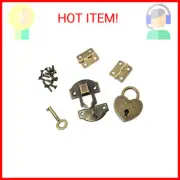 27 x 30mm Hasp Latch and Mini Box Hinges with Screws and Love Locks, Antique Bro