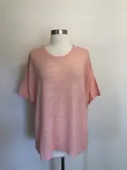 Eileen Fisher Organic Linen Melange Round Neck Top Tunic Peach Sz 1X $198 NWT