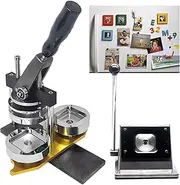 Square Fridge Magnets Badge Maker Machine, 50 mm Button Maker Machine with Paper Cutter, 100 Sets of Consumables, DIY Photo Magnet Machine for Picture Badge Button, Gift Button, Team Badge