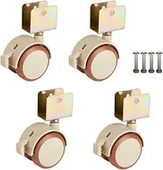 Set of 4 Rubber Child Crib Caster Swivel Cot Castors 2 Inch Furniture Wheel with Brake,Baby Crib Wheel Accessories,Load 100kg,Double Wheel,Silent,with Screws,with U-Bracket (25mm/1in) 25mm/1in (Color