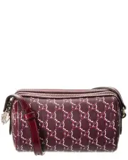 Gucci Gg Shadow Canvas & Leather Barrel Bag Women's Red