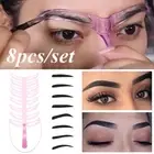 8 in1 Eyebrow Mold Eyebrow Stencils Reusable Design Eyebrow Grooming Card R-'f y