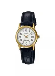 Casio Standard Quartz White Dial Black Leather Women's Watch LTP-V002GL-7B