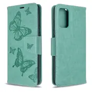 For Samsung Galaxy S20 Ultra Case, Butterflies Pattern PU Leather Wallet Cover with Stand & Lanyard, Green