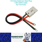 1 x 175amp Anderson Style Plug With 1.5 Meters 2AWG Cable with Eye Terminals