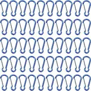 100pcs Small Spring-Loaded Gate Aluminum Carabiner Bulk Carabiner Spring Clip Hook Buckle Pack Spring Snap Key Chain for Outdoor, Camping, Hiking, Fishing, Traveling and Keychain, Blue
