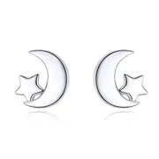 Sterling Silver Crescent Moon & Star Hypoallergenic Stud Earrings