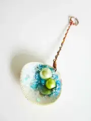 Gift for Her Decorative Sea Shell Spoon Wire Wrap Pearl Glitter Unique