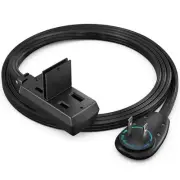 3 Ft Extension Cord, 2 Prong, 360° Rotating Flat Plug, UL Listed – 3 FT Black