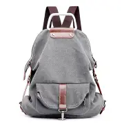 Women Multi-Functional Casual Messenger Bag Canvas Backpack Light Gray Colour