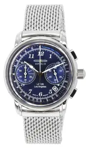 Zeppelin LZ 126 Los Angeles Chronograph Tachymeter Blue Dial 7614M3 Mens Watch