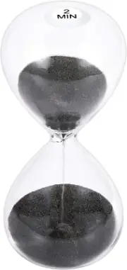 Sand Timer 2 Minute Hourglass: 5.1 Inch Black Sand Clock, Large Sand Watch 2 Min