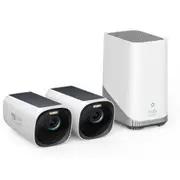 Eufy Security eufyCam 3 (S330) 4K Outdoor Wire-Free Smart Solar Camera Kit 2x eufyCam 3 (S330) / 1x Homebase 3 / BionicMind Recognition [T8871TW1]