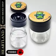 2.5" Space King TRAVEL Plastic Tobacco Herb Spice Grinder Clear Glass Stash Jar