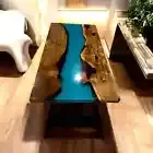 Blue Epoxy Table/Handmade Resin Table/Wood And Epoxy Table/Live Edge Table arts
