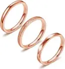 2MM Stainless Steel Rings Women's Stackable Eternity Rose Gold Ring Band Engagem